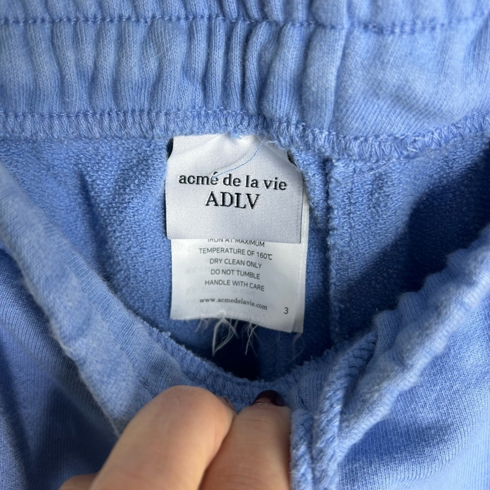 Acmé de la vie AV Color Embroidery Cotton Logo Pants in Light Indigo Blue Size 0 - Picture 3 of 7